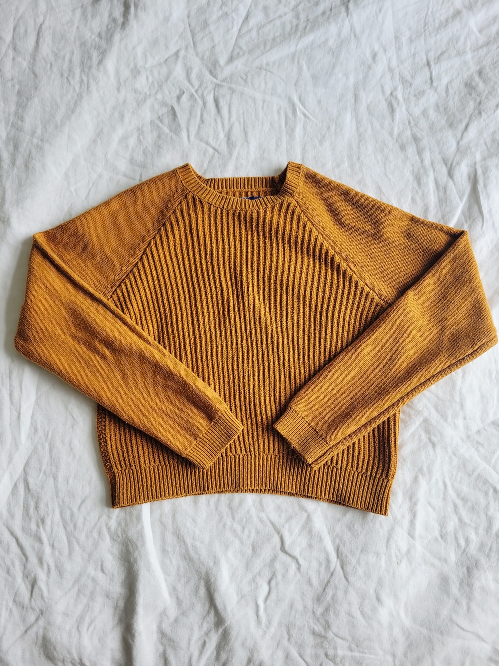 Aeropostale Mustard Ribbed Crewneck Cropped Sweater M